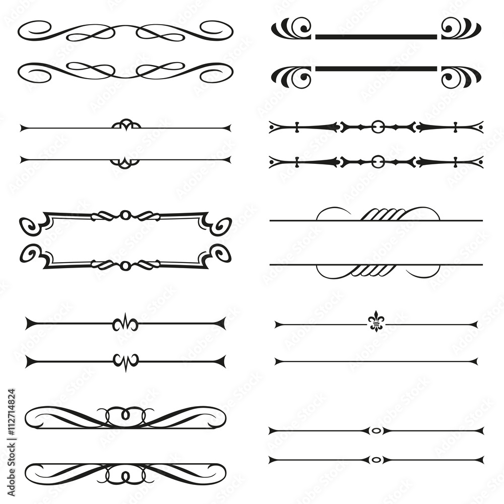 Calligraphic decorative elements. Set of design elements.
 - obrazy, fototapety, plakaty 