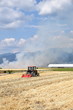 Field burning of smoke and tractor