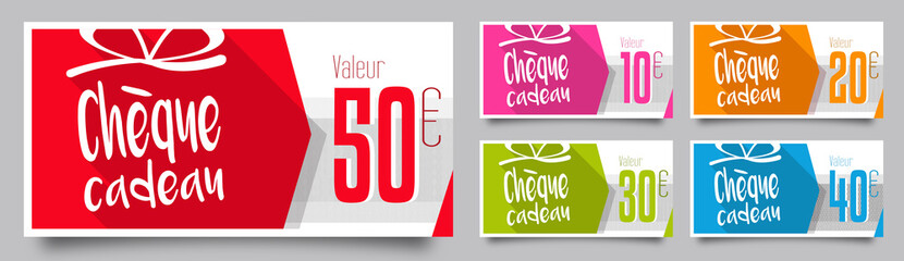 Wall Mural - Chèques cadeau de 10, 20, 30, 40 et 50 euros