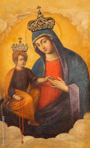 Naklejka samoprzylepna Rzym, Włochy - 9 marca 2016: madonna z ikoną dziecka w kościele bazyliki di Santa Maria del Popolo przez. 