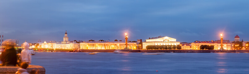 Menacing sky of the sunset over the spit Vasilyevsky island. Saint Petersburg