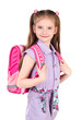 © svetamart - Portrait of smiling schoolgirl with backpack isolated