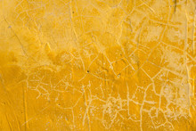 Yellow Rough Texture Cement Wall Closeup For Background Use
