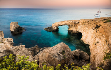 Beautiful beach view. Beautiful natural rock arch in Ayia Napa on Cyprus island
