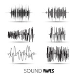 Fototapeta Sypialnia - Vector sound waves set. Audio equalizer technology, music pulse. Vector illustration