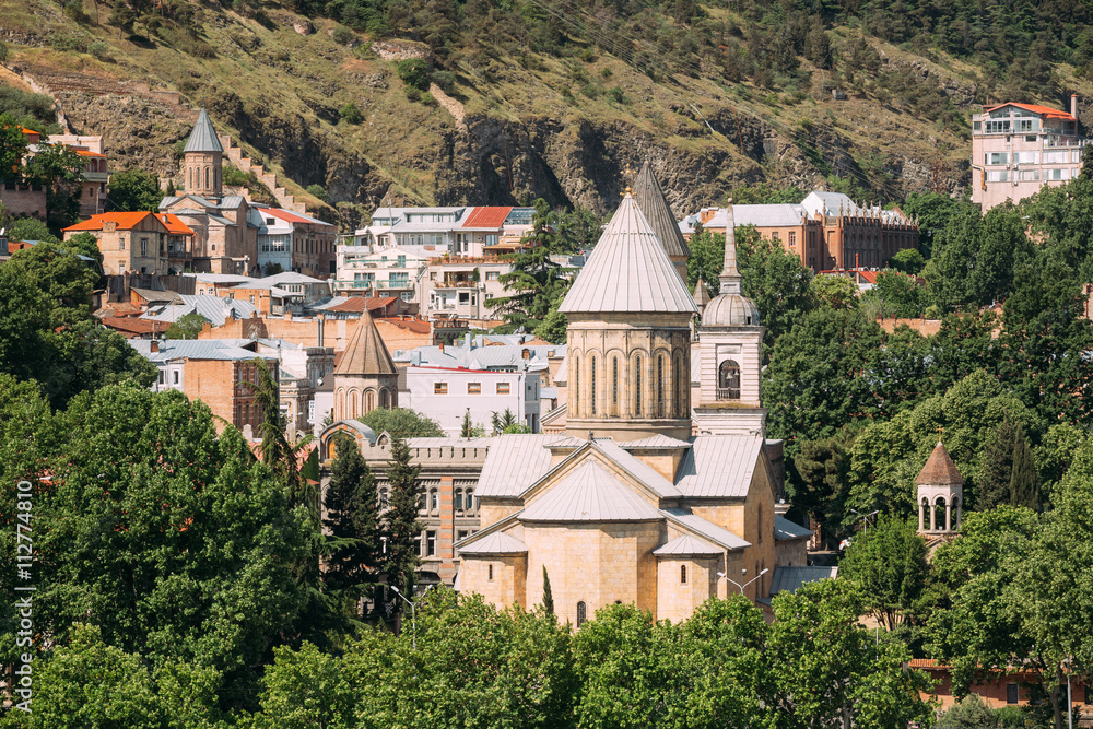 Tbilisi Sioni Cathedral, Georgia. Cathedral of Saint Mary of Zio - obrazy, fototapety, plakaty 
