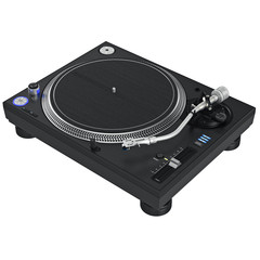 Wall Mural - Turntable dj music mixer equipment with chrome elements. 3D graphic