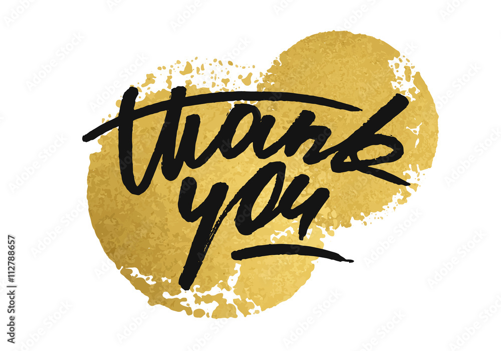 Thank you card with golden circles, boho chic golden glitter texture ...