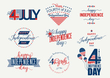 Happy Independence Day United States Overlay. Fourth Of July - July4th Banner, Label Or Poster. Vector Set