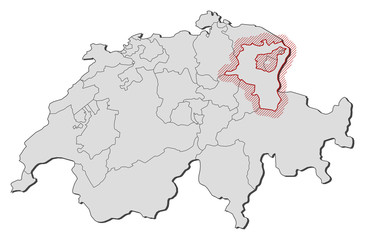  Map - Swizerland, St. Gallen