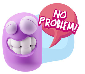 Wall Mural - 3d Rendering Smile Character Emoticon Expression saying No Probl