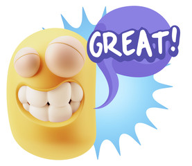 Canvas Print - 3d Illustration Laughing Character Emoji Expression saying Great