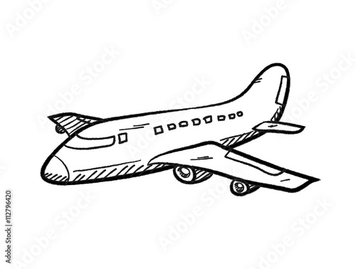 Airplane Doodle, a hand drawn vector doodle illustration of an airplane