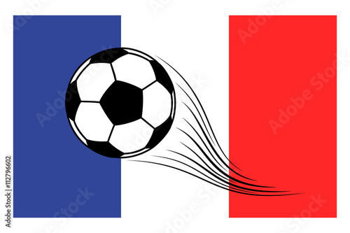 Poster soccer football ball on French flag background