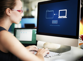 Poster - storage online data transfer sync information technology concept