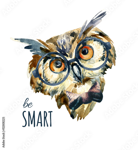 sowa-w-okularach-w-stylu-hipsterskim-i-napisem-be-smart