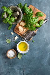 Wall Mural - Ingredients for basil pesto