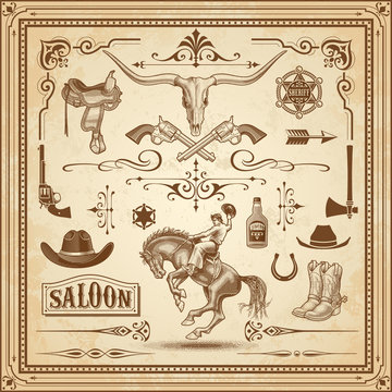 Wall Mural - Wild West Decorations Set 3