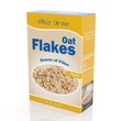 © viperagp - 3D rendering of Oat Flakes paper packaging, isolated on white background.