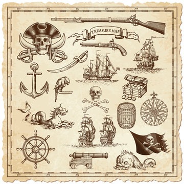 Wall Mural - Treasure map vector illustrations