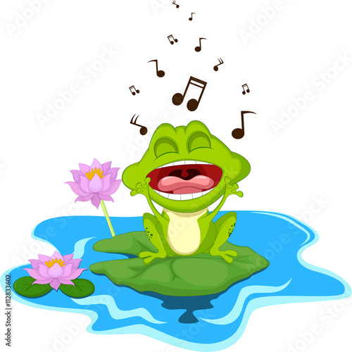 Funny Green Frog Cartoon Singing Stock Vector Adobe Stock