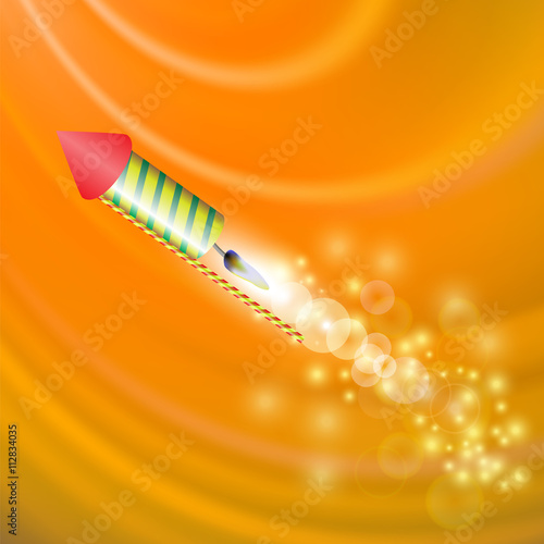 Fotografie, Obraz Petard Isolated on Blurred Wave Yellow Background