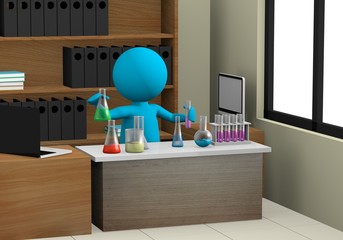 Wall Mural - Doctor lab science render 3d