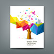 Cover report tree colorful geometric with bird paper with business icons concept design