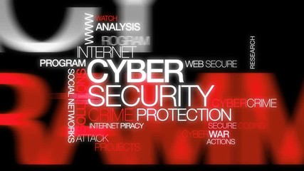 Wall Mural - cyber security crime protection word tag cloud red text animation cyber security crime protection wo