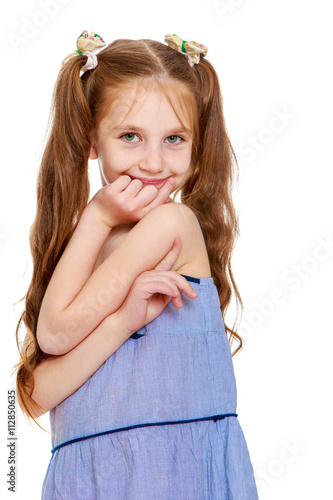 Close Up Of Adorable Little Girl With Long Blonde Hair