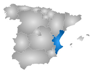 Naklejka na meble Map - Spain, Valencian Community