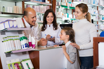 Wall Mural - Two pharmacists helping customers