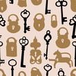 Seamless pattern with padlocks and keys
