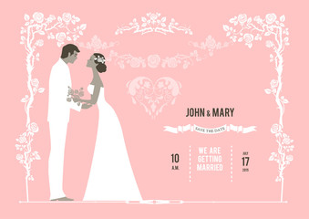 Poster - Wedding background with the bride and groom