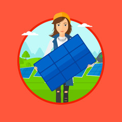 Sticker - Woman holding solar panel.