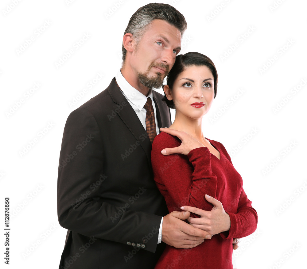 Happy mature couple isolated on white
