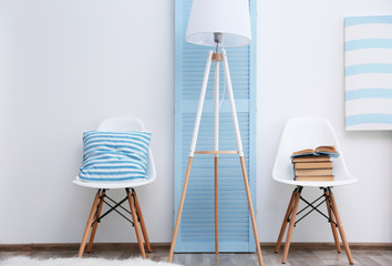 Canvas Print - Two chairs in room design interior