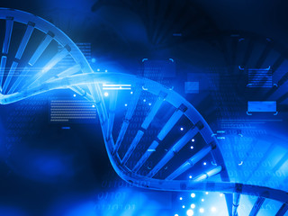 3d render of dna structure on blue background ..