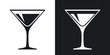 Martini glass icon, vector. Two-tone version on black and white background