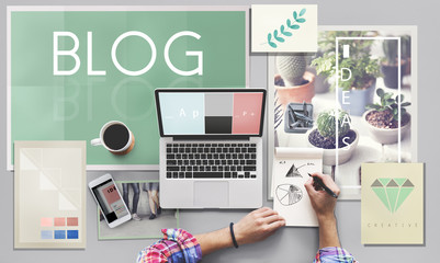 Wall Mural - blog blogging ideas icons graphic concept