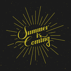 Wall Mural - Summer retro label with light rays