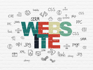 Web development concept: Website on wall background