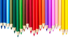 Colored Pencils Isolated On White Background.