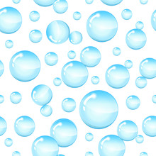 Soap Bubbles Seamless Pattern. Bubbles In Water Seamless Pattern. Circle And Liquid, Clear Soapy Shiny, Vector Illustration