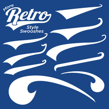 Vector Swooshes, Swishes, Whooshes, And Swashes For Typography On Retro Or Vintage Baseball Tail Tee Shirt