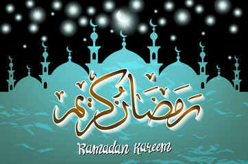 Wall Mural - ramadan backgrounds vector. Ramadan kareem with silhouette mosque. Vector