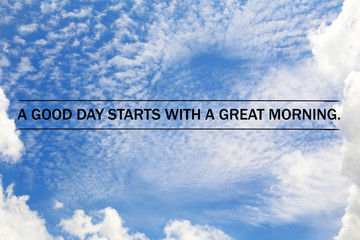 Wall Mural - Inspirational quote on sky background design, Motivational background.