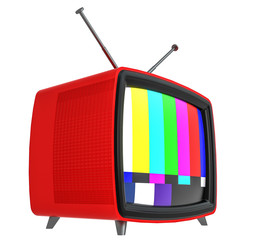 3D Illustration of old style red TV isolated on white