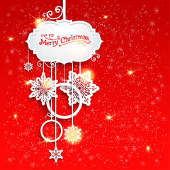 Poster - Christmas decoration on red background