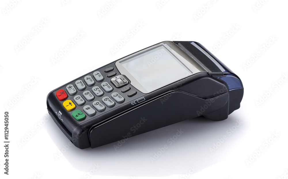 Credit card machine isolated on white background Stock Photo | Adobe Stock
